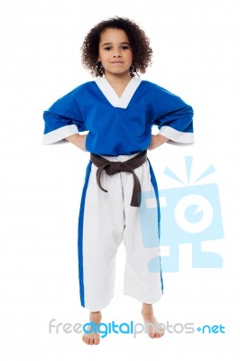 Young Confident Karate Kid Posing Stock Photo