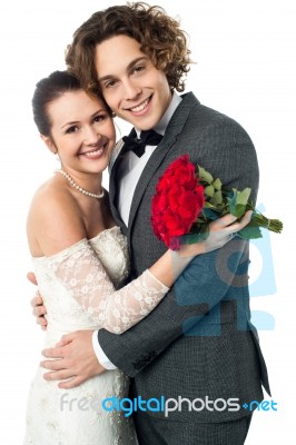 Young Couple Hugging Each Other Stock Photo