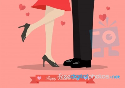 Young Couple Kissing On Valentine's Day Stock Image