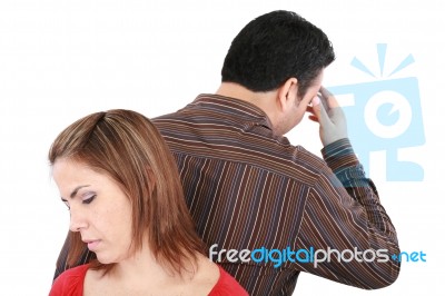 Young Couple Standing Back To Back Having Relationship Difficult… Stock Photo