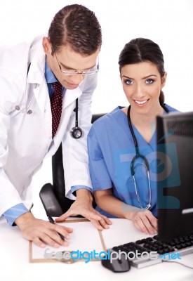 Young Doctors Discussing Stock Photo