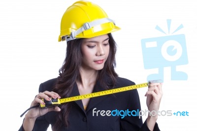 Young Engineer Holding A Cartridge Meter Stock Photo Young Engineer Holding A Cartridge Meter Stock Photo