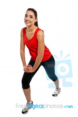 Young Fit Woman Exercising Stock Photo