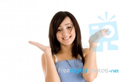 Young Girl With Open Palm Stock Photo