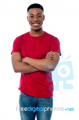 Young Guy Posing To The Camera Over White Stock Photo