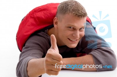 Young Guy Showing Thumbs Up Stock Photo