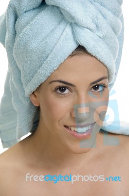 Young Lady Wearing Towel Stock Photo