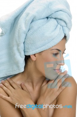 Young Lady Wearing Towel Stock Photo