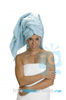 Young Lady Wearing Towel Stock Photo