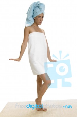 Young Lady Wearing Towel Stock Photo