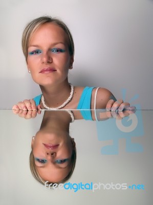 Young Lady With Reflection Stock Photo