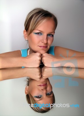 Young Lady With Reflection Stock Photo