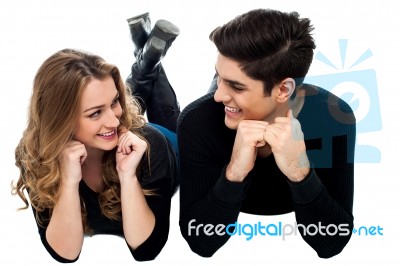 Young Love Couple Lost In Each Other Stock Photo