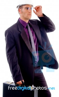 Young Male Architect Holding Office Briefcase Stock Photo