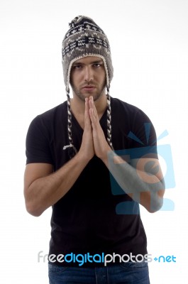 Young Male Praying Stock Photo
