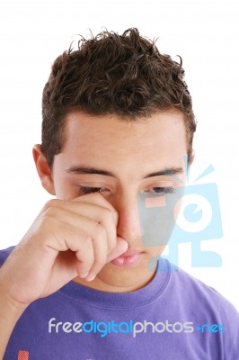 Young Man Crying Stock Photo