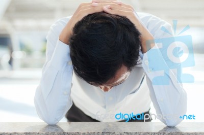 Young Man Is Stressed Stock Photo