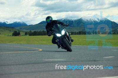 Young Man Riding Big Bike Motorcycle On Asphalt Highways Use For People Leisure Vacation Traveling And Lifestyle Activties Stock Photo