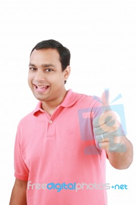 Young Man Showing Good Job Sign Stock Photo