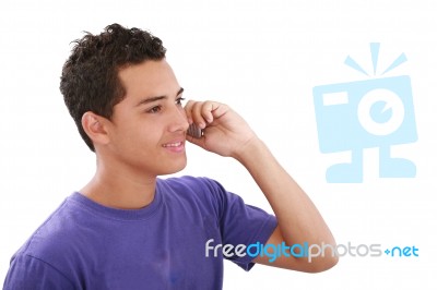 Young Man Talking On Phone Stock Photo