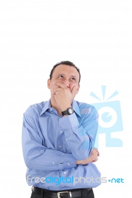 Young Man Thinking, Isolated On White Stock Photo Young Man Thinking, Isolated On White Stock Photo