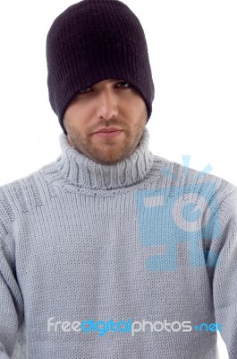 Young Man Wearing Woolen Cap Stock Photo