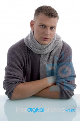 Young Man With Crossed Arms Stock Photo