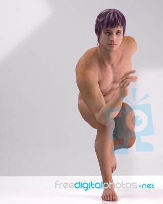 Young Naked Male Runner Stock Image