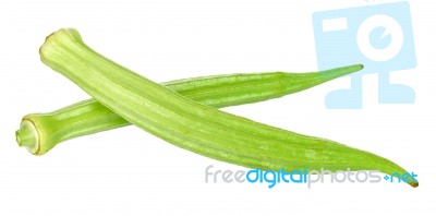 Young Okra Isolated On The White Background Stock Photo