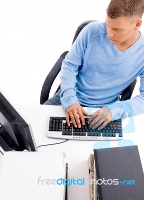 Young Professional Working On Computer Stock Photo