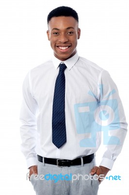 Young Stylish Smiling Sales Executive Stock Photo