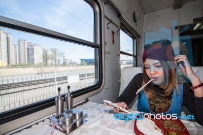 Young Thai Girl  Solo Traveler Stock Photo