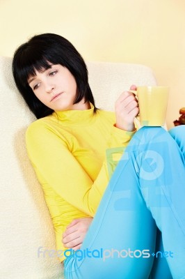 Young Woman At Home Stock Photo