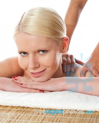Young Woman Getting Spa Treatment Stock Photo