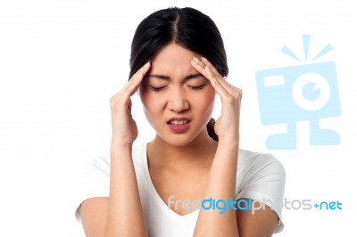 Young Woman Having Headache Stock Photo