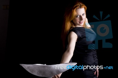 Young Woman In Black Dress Stock Photo Young Woman In Black Dress Stock Photo