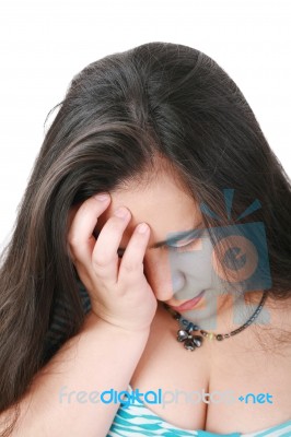 Young Woman In Depression Stock Photo