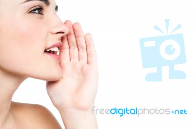 Young Woman Talking Gossip Stock Photo