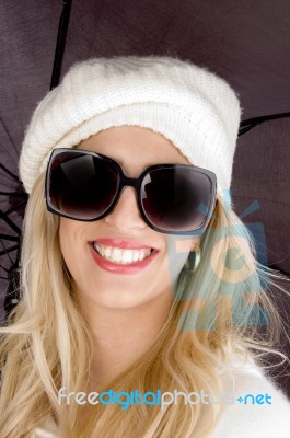 Young Woman Wearing Woolen Cap Stock Photo
