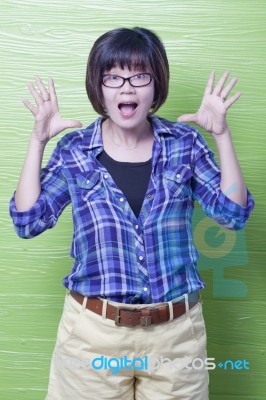 Young Woman Wow Stock Photo