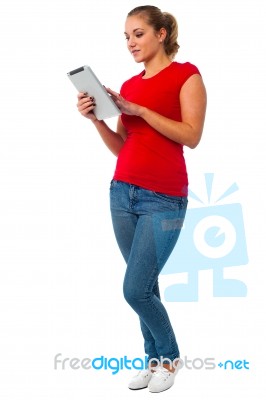 Young Womanl Using Tablet Pc Stock Photo