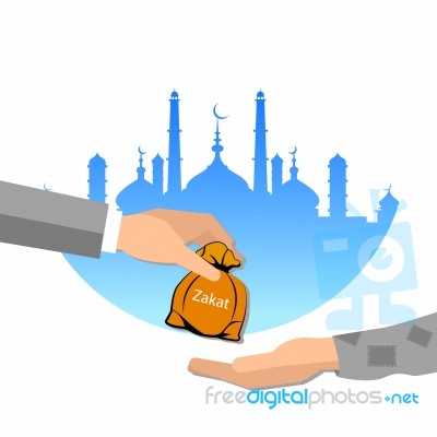 Zakat Giving Money To The Poor Islam Concept Religious Tax Charity Stock Image