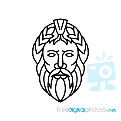 Zeus God Of Sky And Thunder Mono Line Stock Image