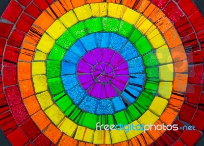 Zoom In Colorful Ceramic Glass Plate Stock Photo