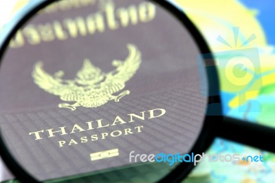 Zooming Thailand Passport Stock Photo