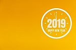 2019 New Year On Orange Background Stock Photo