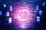 2d Illustration Abstract Futuristic Electronic Circuit Technology Background Stock Photo