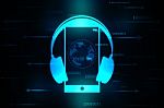 2d Illustration Headphone Connected Mobile Stock Photo