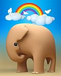 3D Elephant A Happy Day Stock Photo