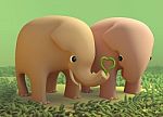 3D Elephant In Love Stock Photo